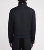 Canali Black Wool-Blend Shearling-Collar Bomber Jacket