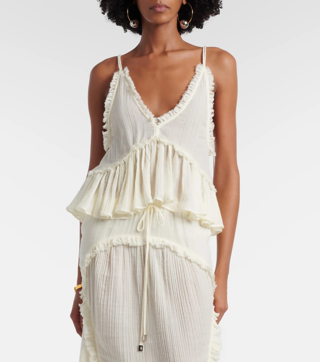 The Attico - Ruffled cotton camisole top