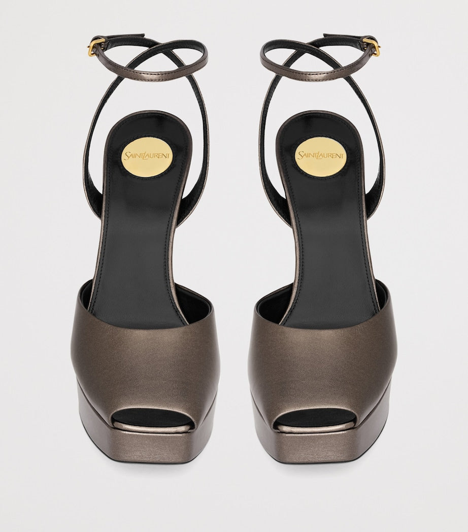 Saint Laurent Brown Leather La Scandale Sandals 85