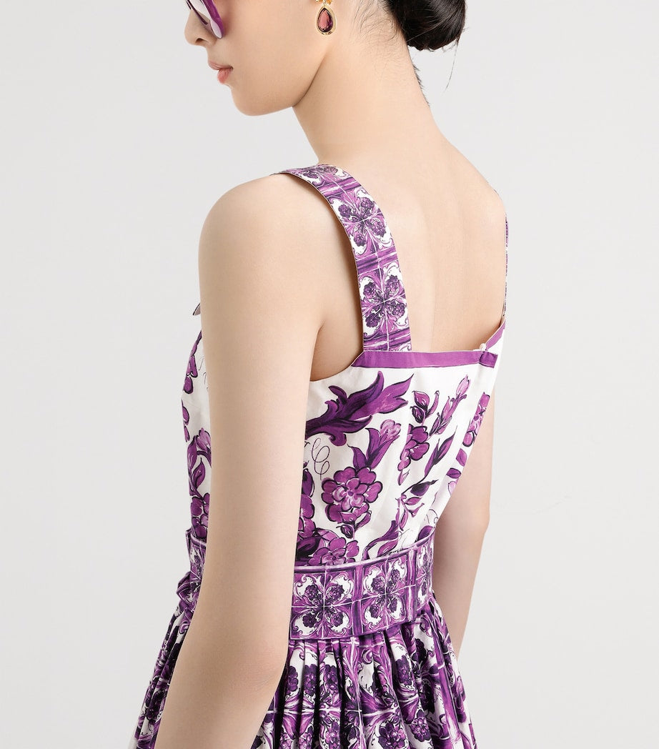 Dolce & Gabbana Multi Cotton Majolica Print Mini Dress