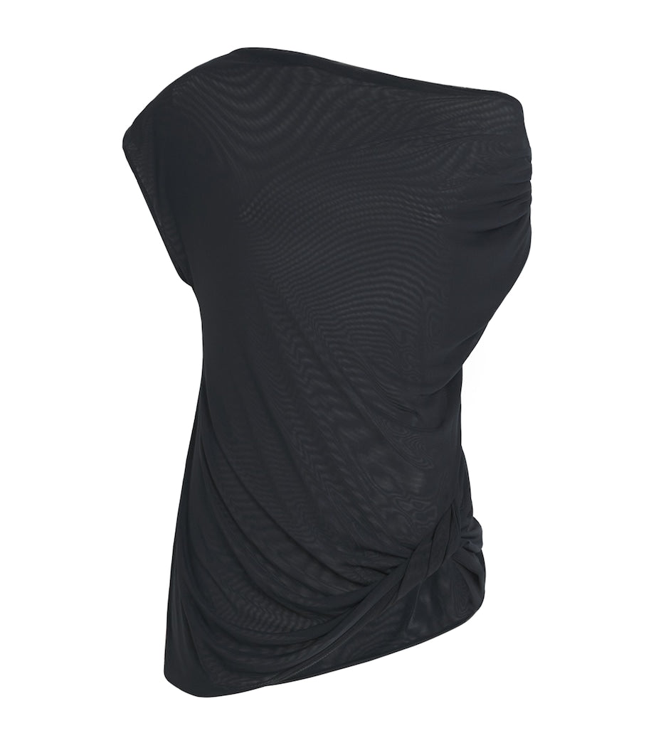 Navy Asymmetric Draped Ando Top