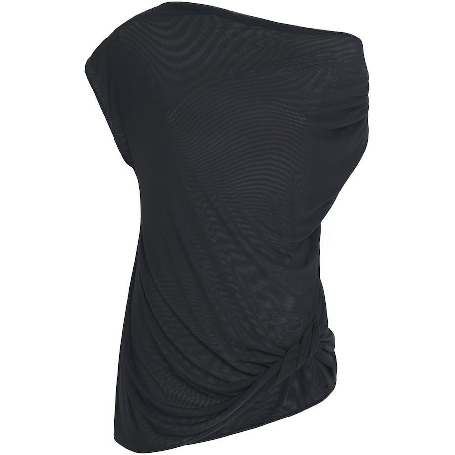 Navy Asymmetric Draped Ando Top