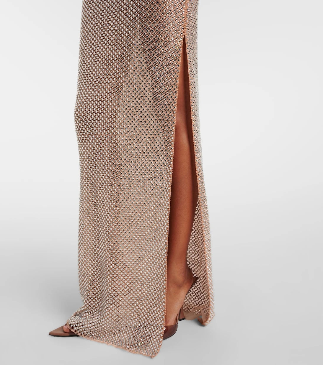 Self-Portrait - Rhinestone draped open-back maxi dress