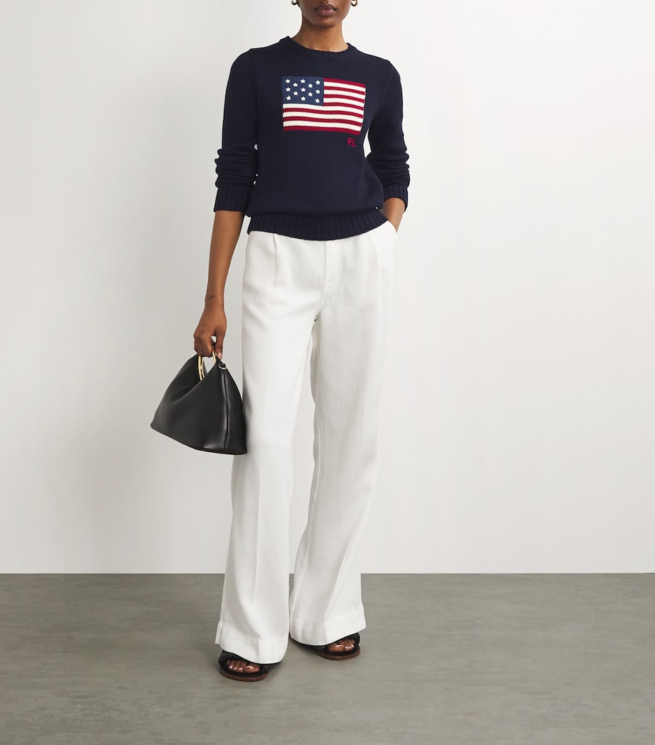 Polo Ralph Lauren Navy Cotton American Flag Sweater
