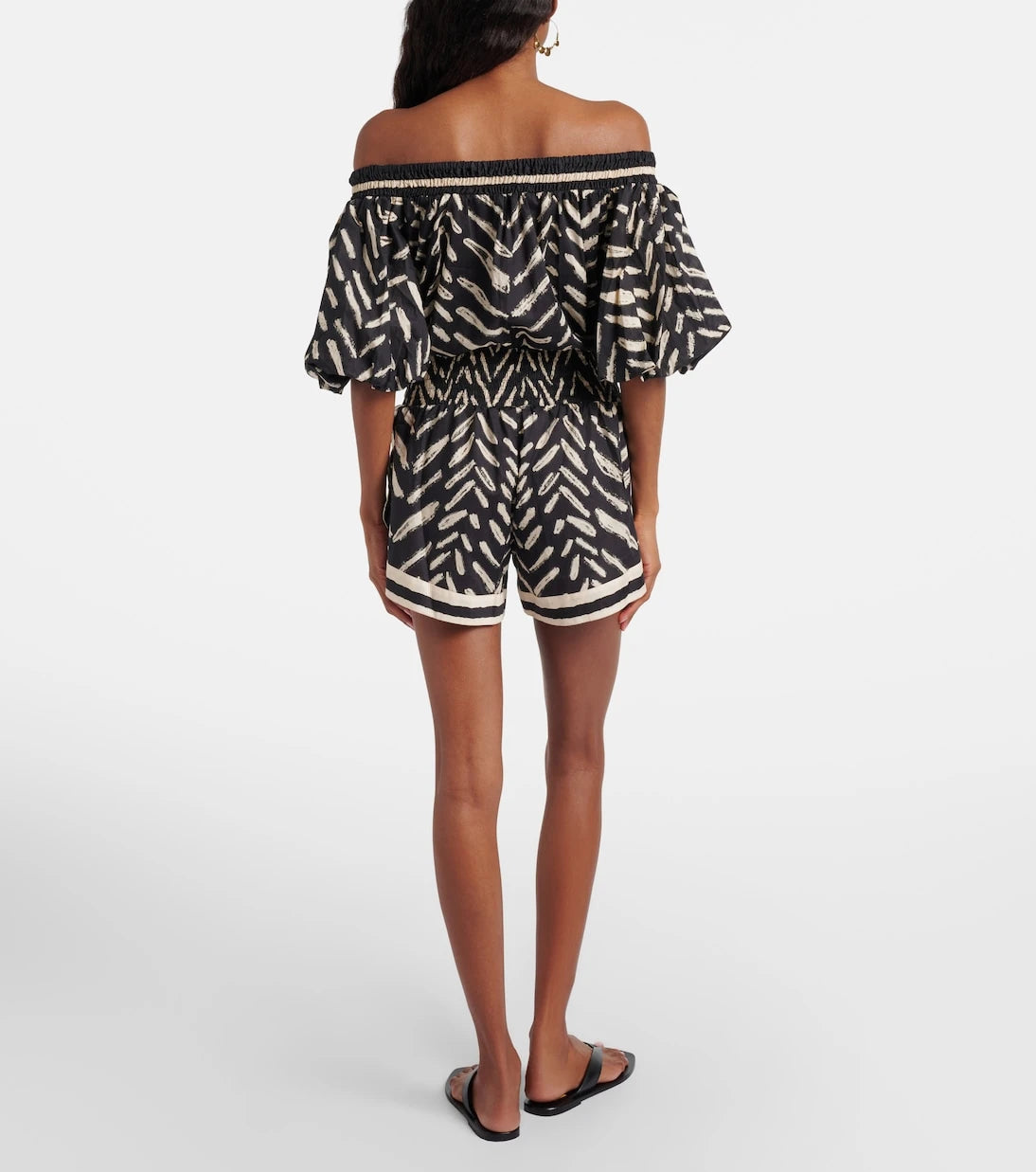 Johanna Ortiz - Printed off-shoulder cotton romper
