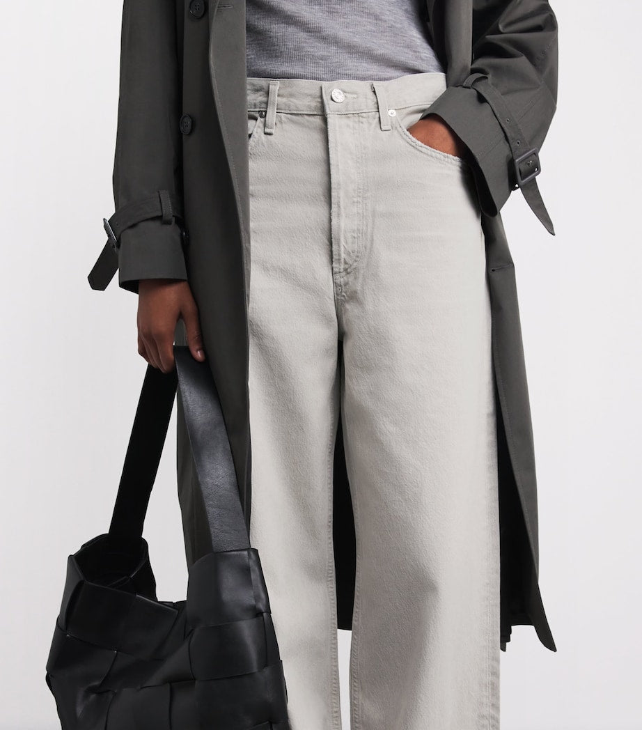 Grey Dame No-Cuff Wide-Leg Jeans