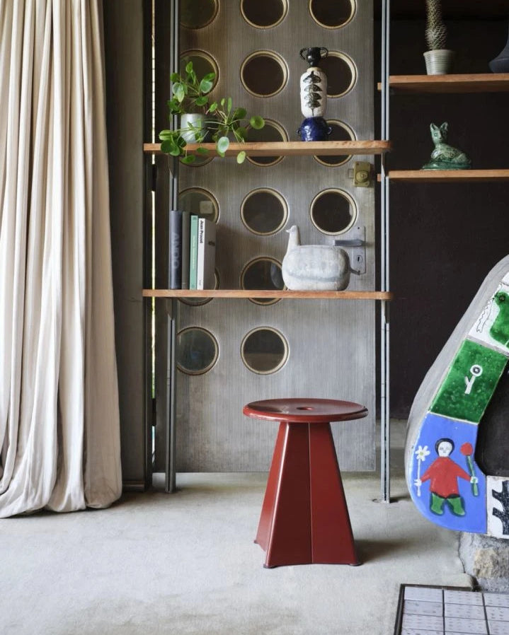 Vitra - Metal Stool - Jean Prouvé | Burgundy