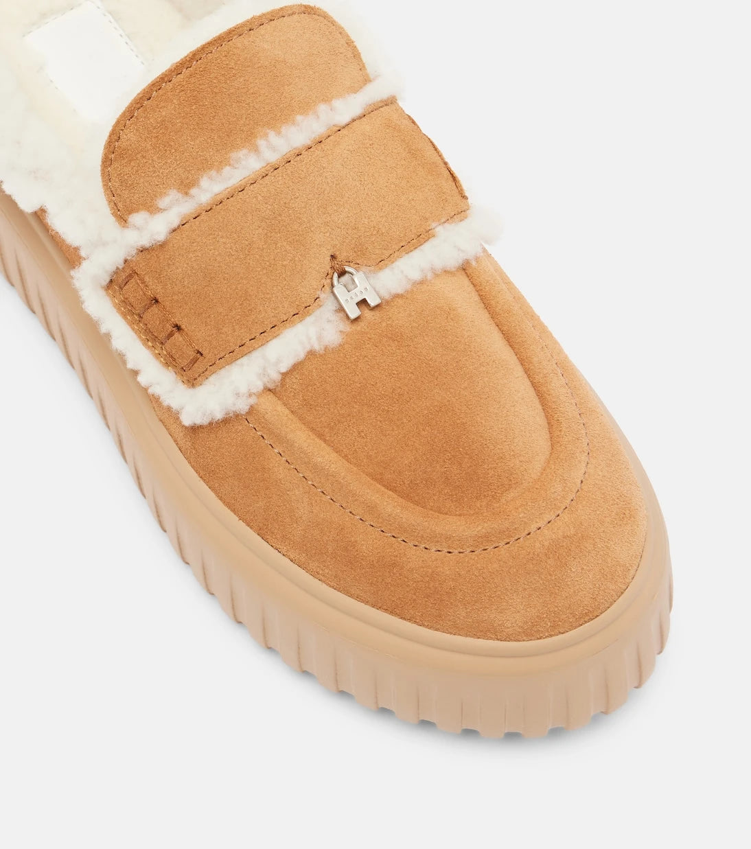 Hogan - Shearling-trimmed suede slippers