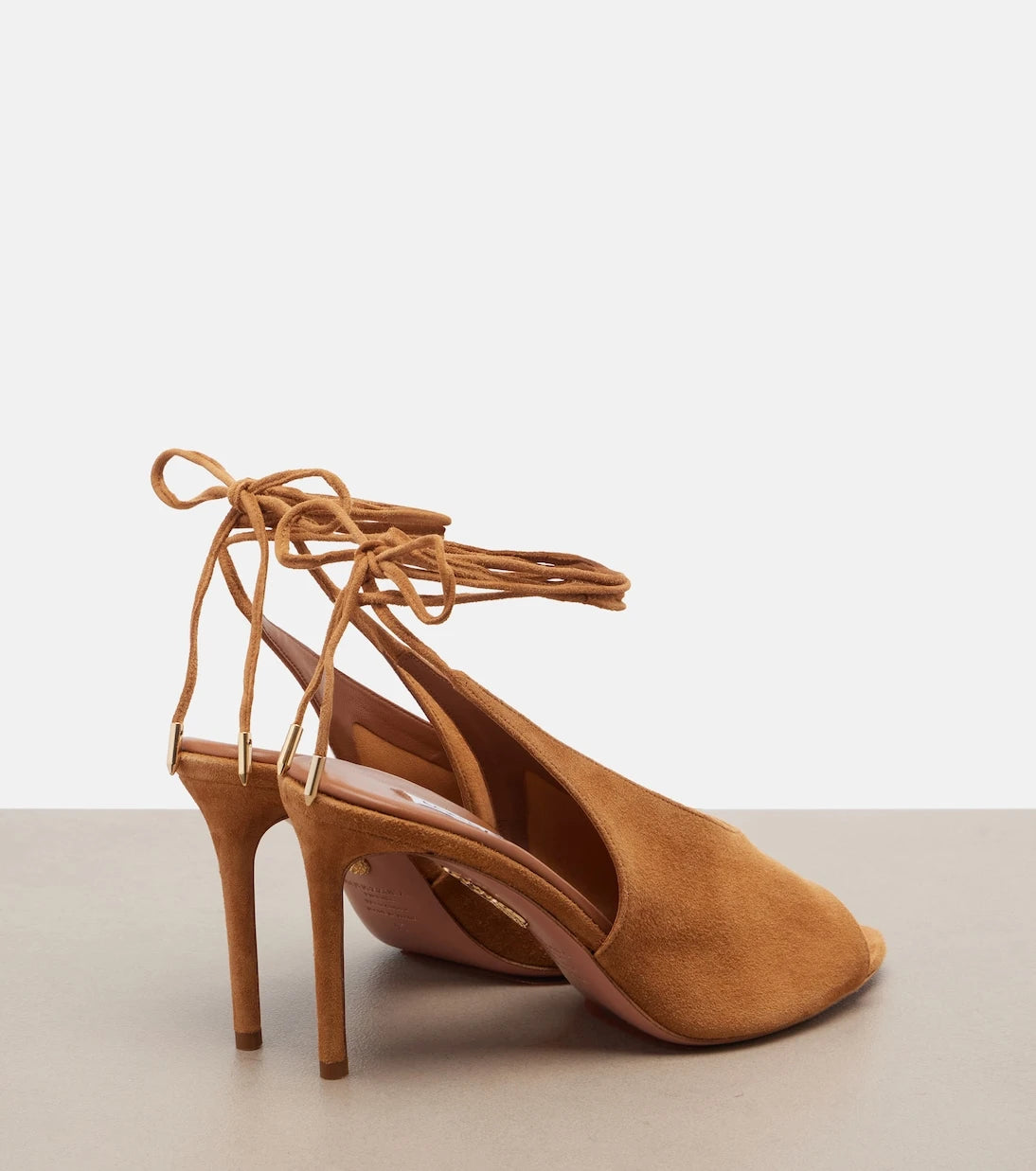Aquazzura - Lais suede peep-toe slingback pumps