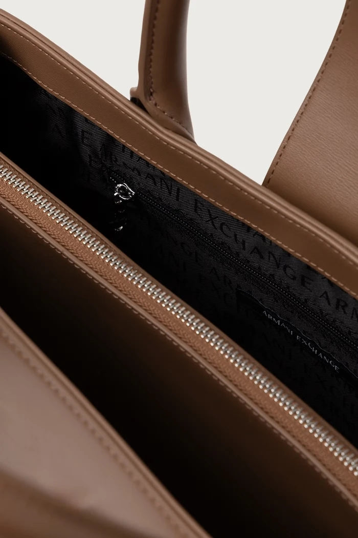 Armani Exchange suni deri kadın shopping çanta
