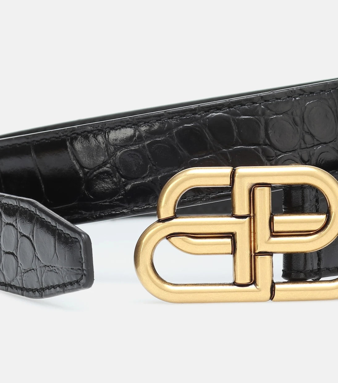 Balenciaga - BB croc-effect leather belt