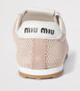Nude Suede and Mesh Plume Sneakers