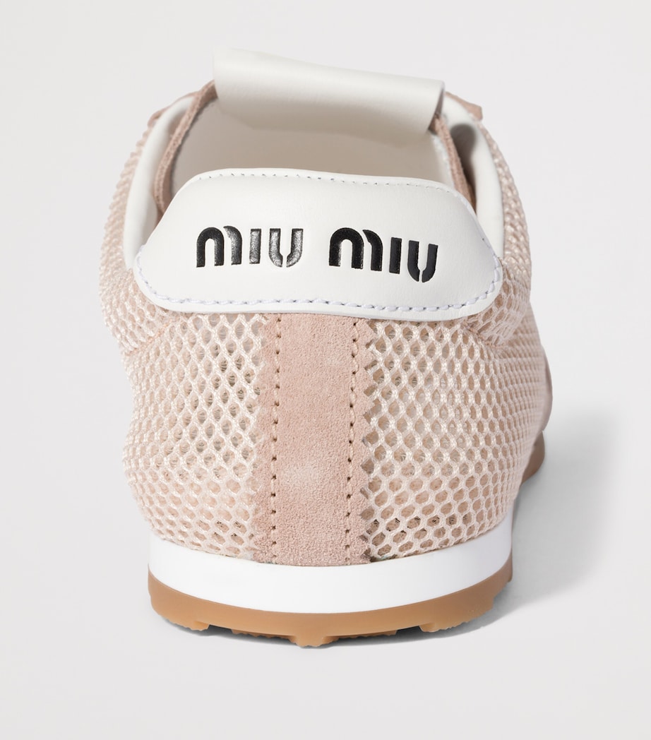 Nude Suede and Mesh Plume Sneakers