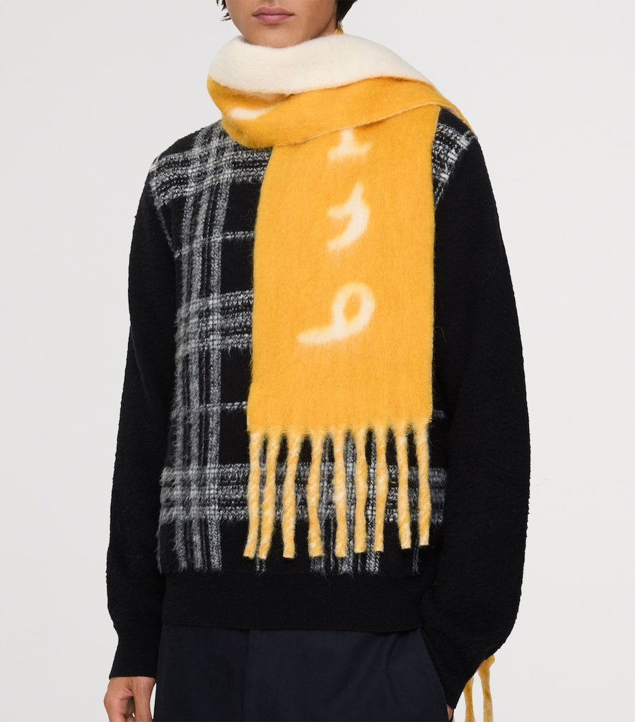 Burberry Yellow Alpaca-Blend Reversible Logo Scarf
