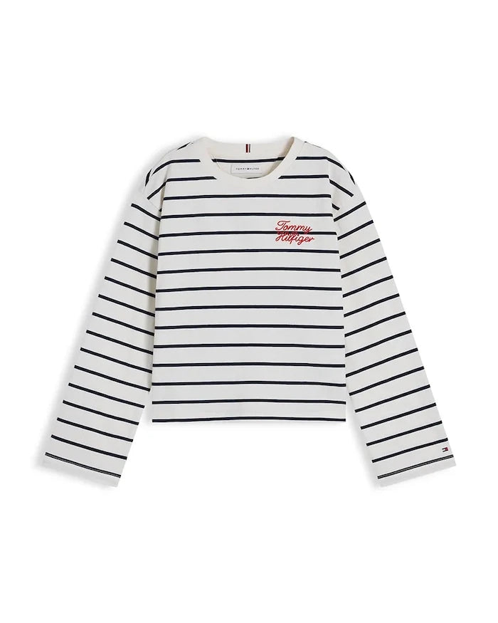 Tommy Hilfiger çocuklar için pamuklu uzun kollu bluz