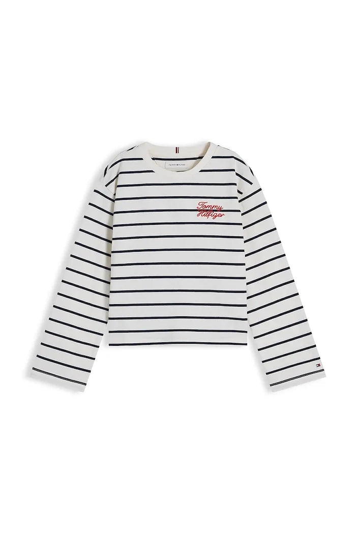 Tommy Hilfiger çocuklar için pamuklu uzun kollu bluz