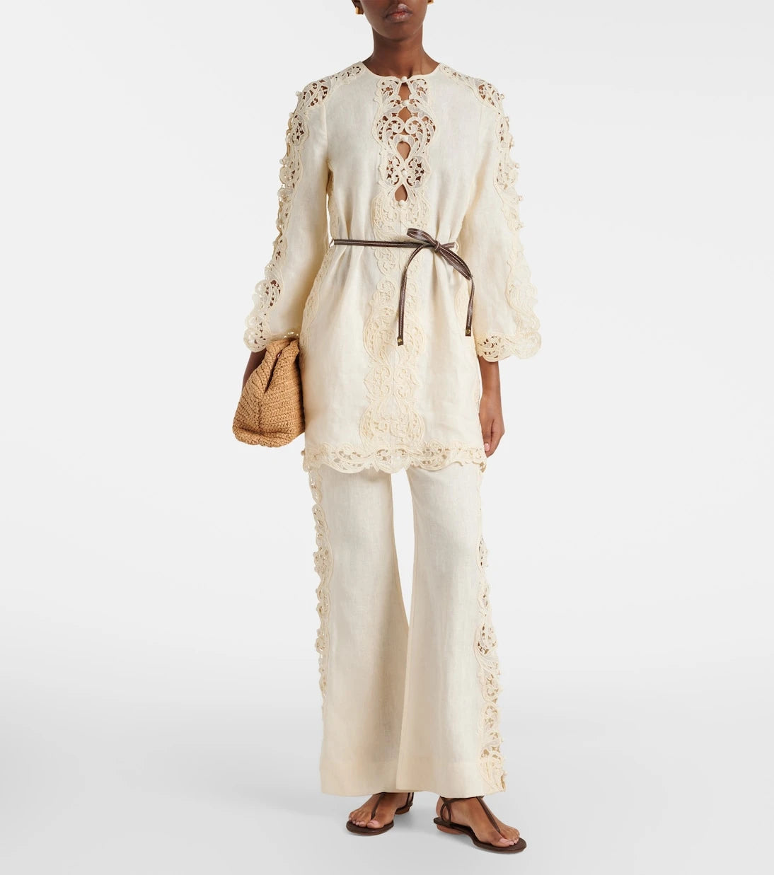 Zimmermann - Awaken embroidered linen flared pants