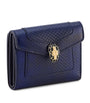 Bvlgari Blue Karung Leather Serpenti Forever Compact Wallet