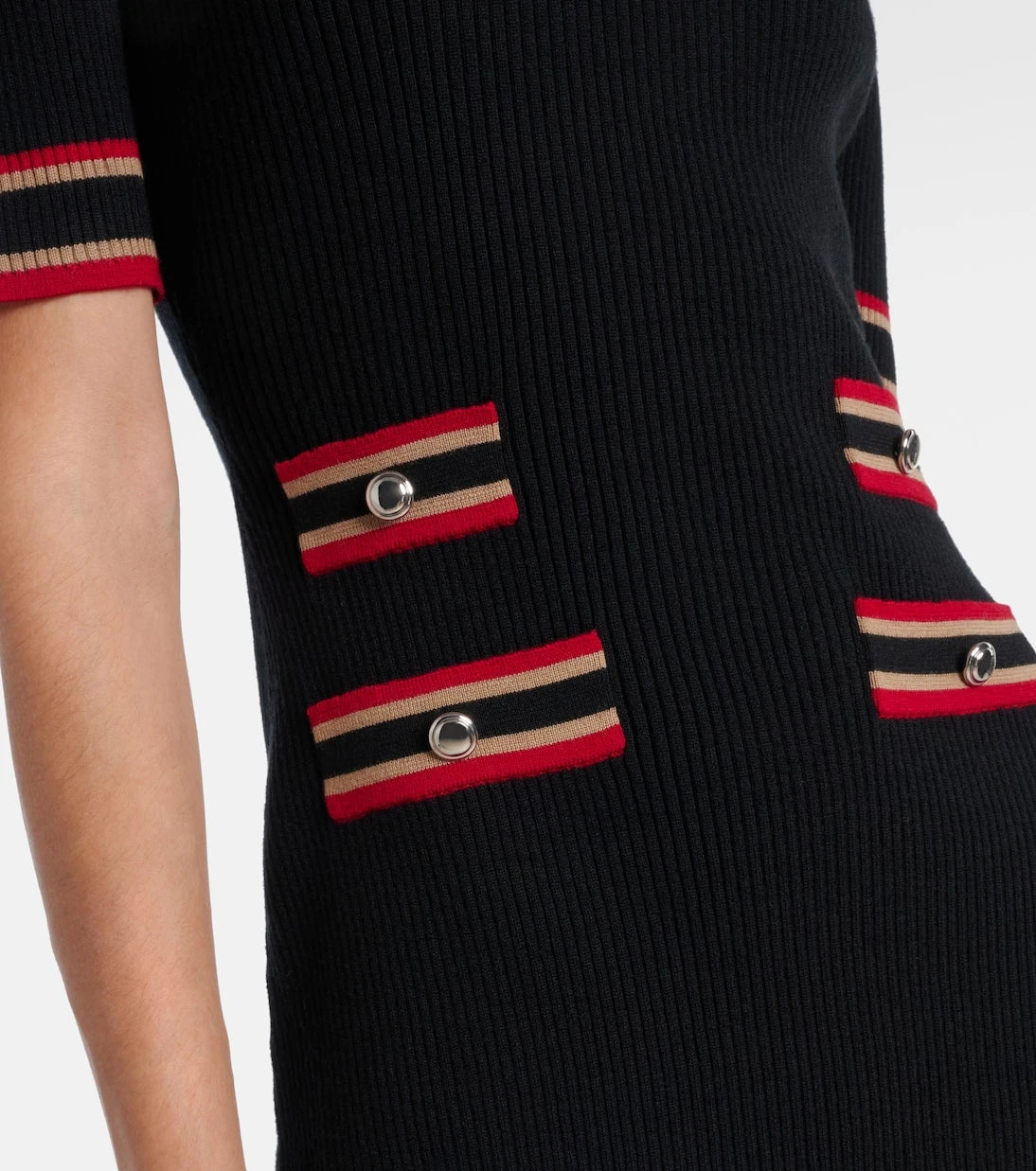 Alessandra Rich - Ribbed-knit virgin wool polo dress