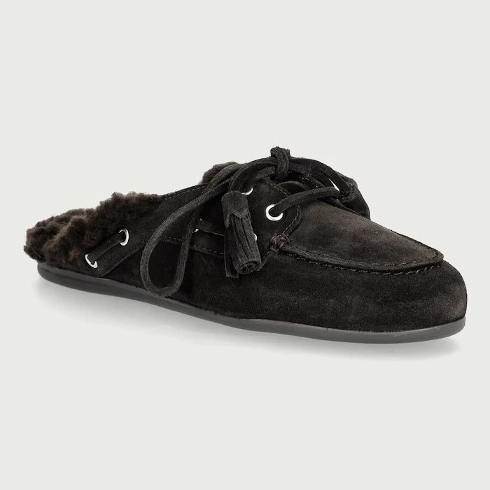 Kadın süet Boat Loafer Mule terlik