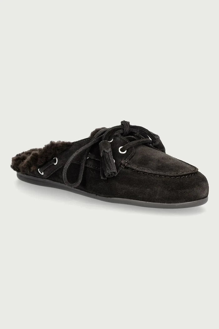Kadın süet Boat Loafer Mule terlik