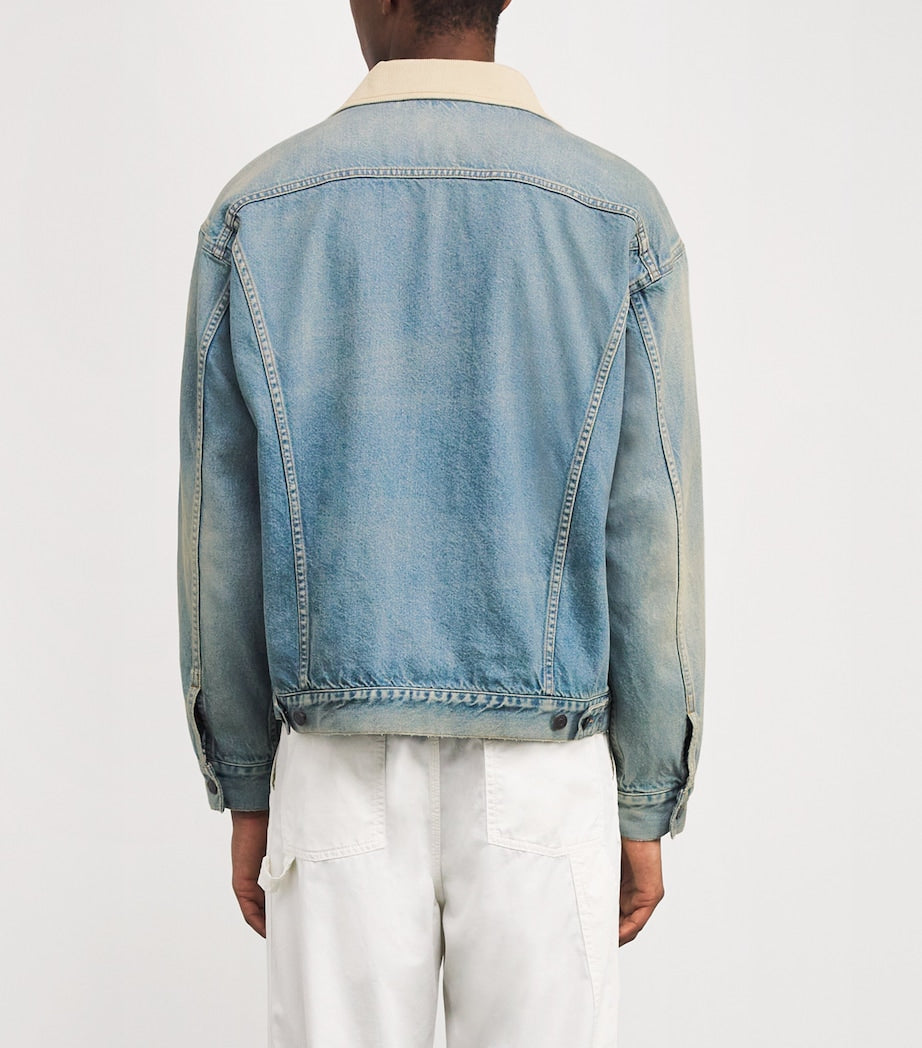 Joret Corduroy-Trim Denim Jacket LIGHT INDIGO