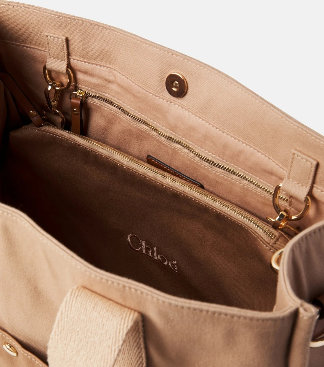 Chloé Kids - حقيبة تغيير حفاضات قطنية بشعار الماركة