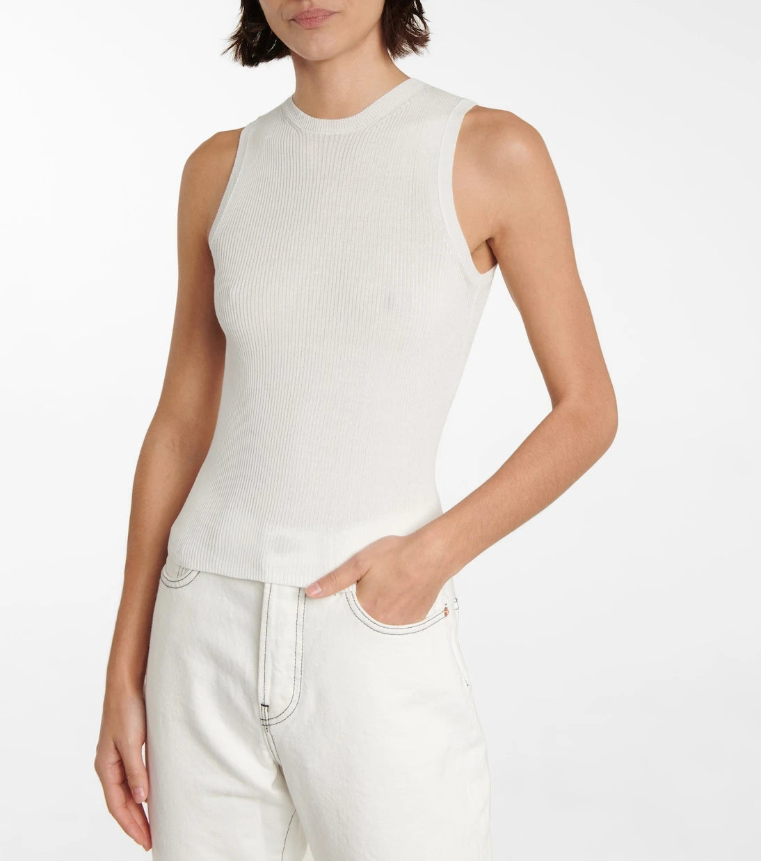 Wardrobe.NYC - سترة علوية قطنية محاكة مضلعة