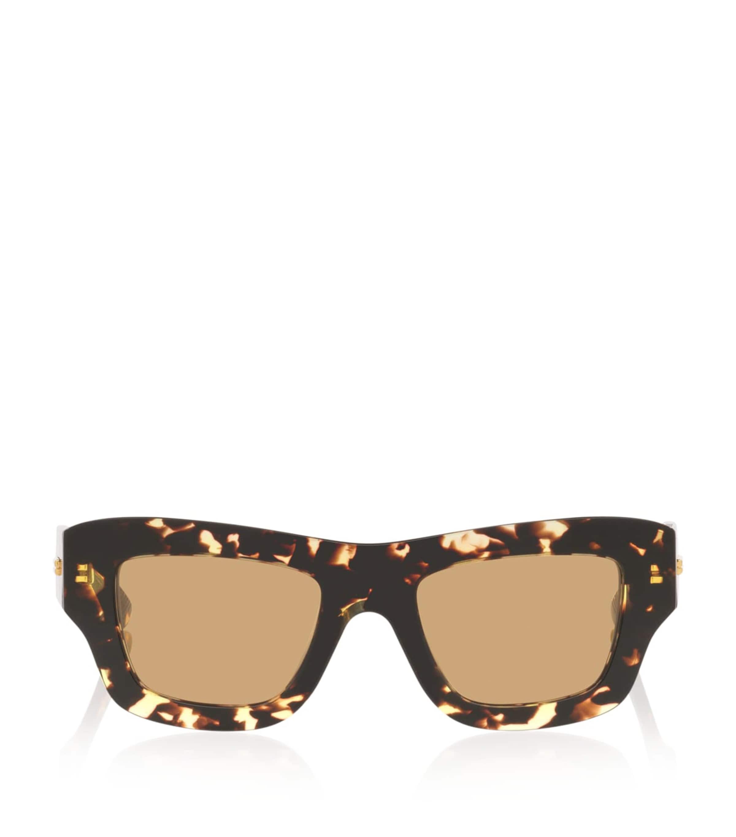 Bottega Veneta Brown Acetate Ultra-Thin Squared Sunglasses