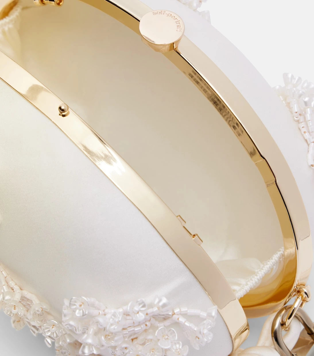 Self-Portrait - Oval Small embellished satin clutch