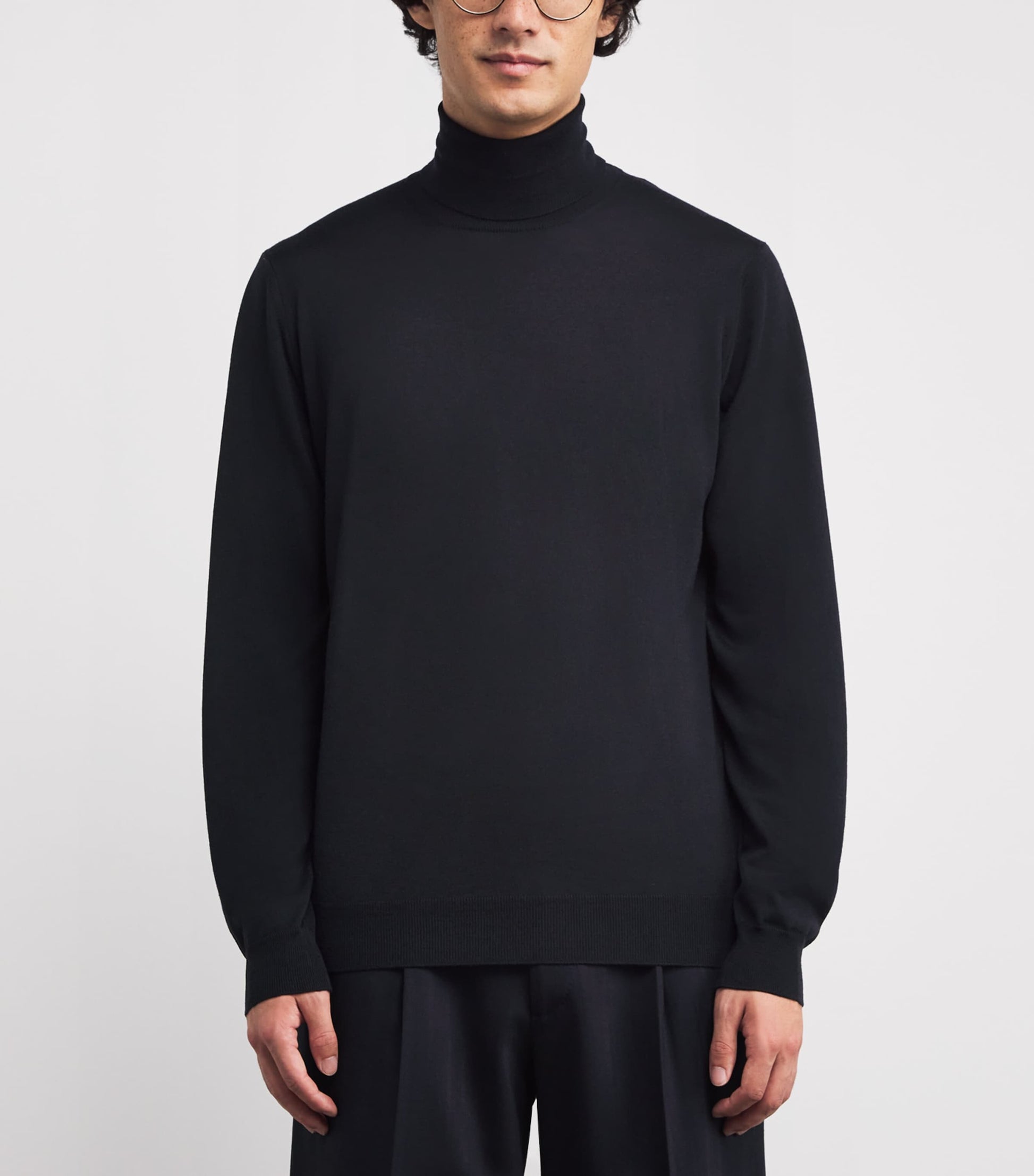 Navy Virgin Wool Rollneck Sweater