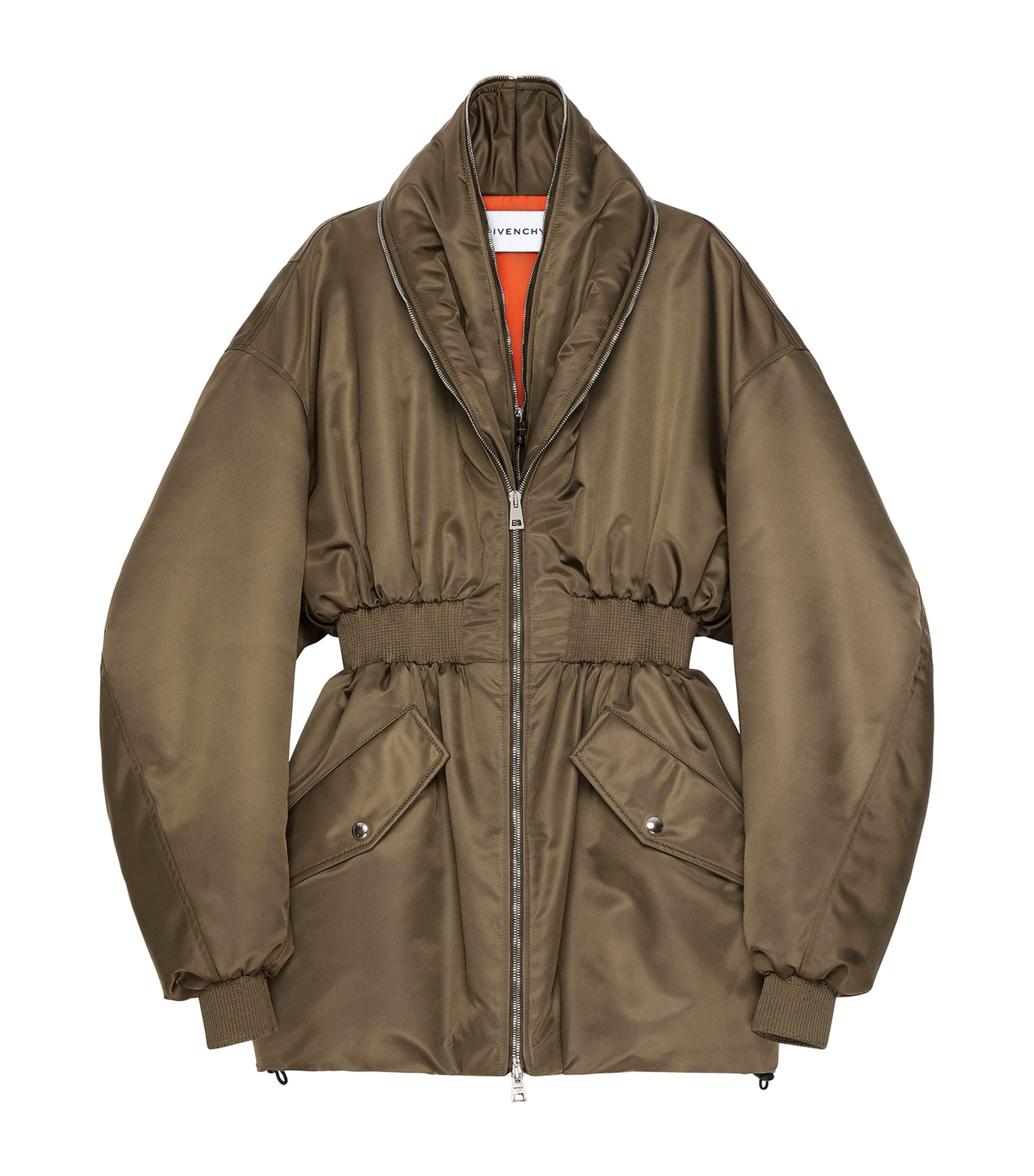 Green Shawl-Collar Long Bomber Jacket