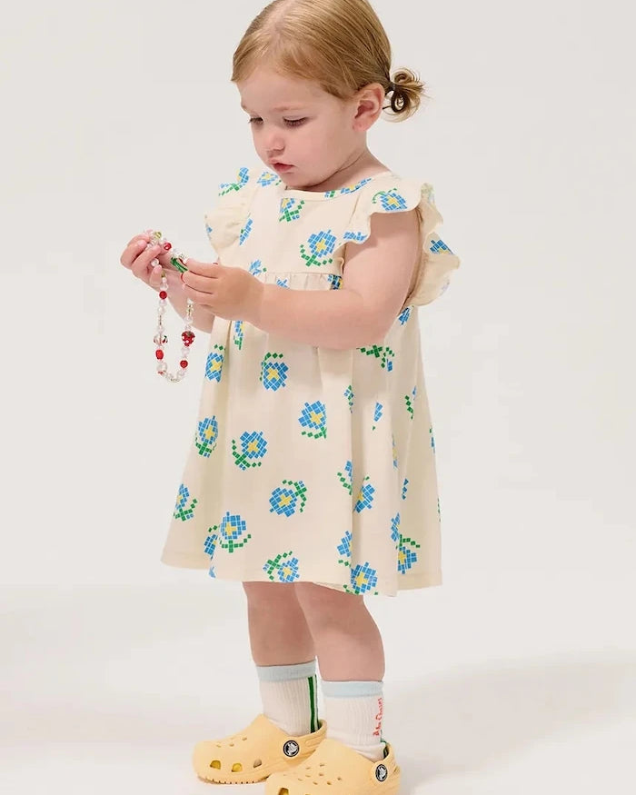 Bobo Choses Pixel Flowers Bebek Pamuk Elbise