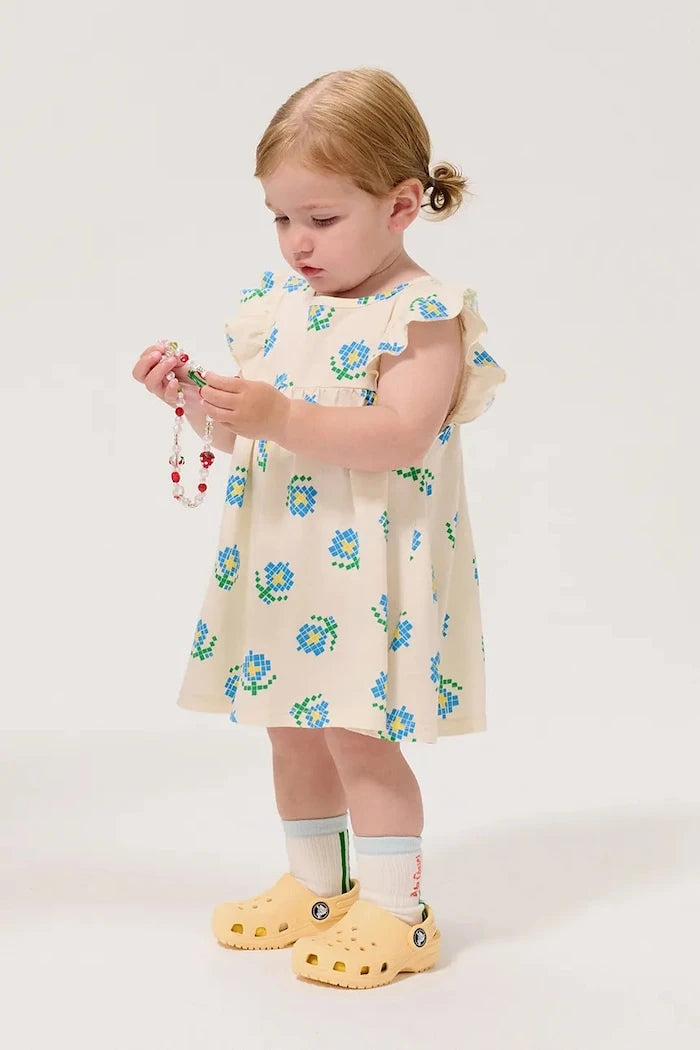 Бебешка памучна рокля Bobo Choses Pixel Flowers