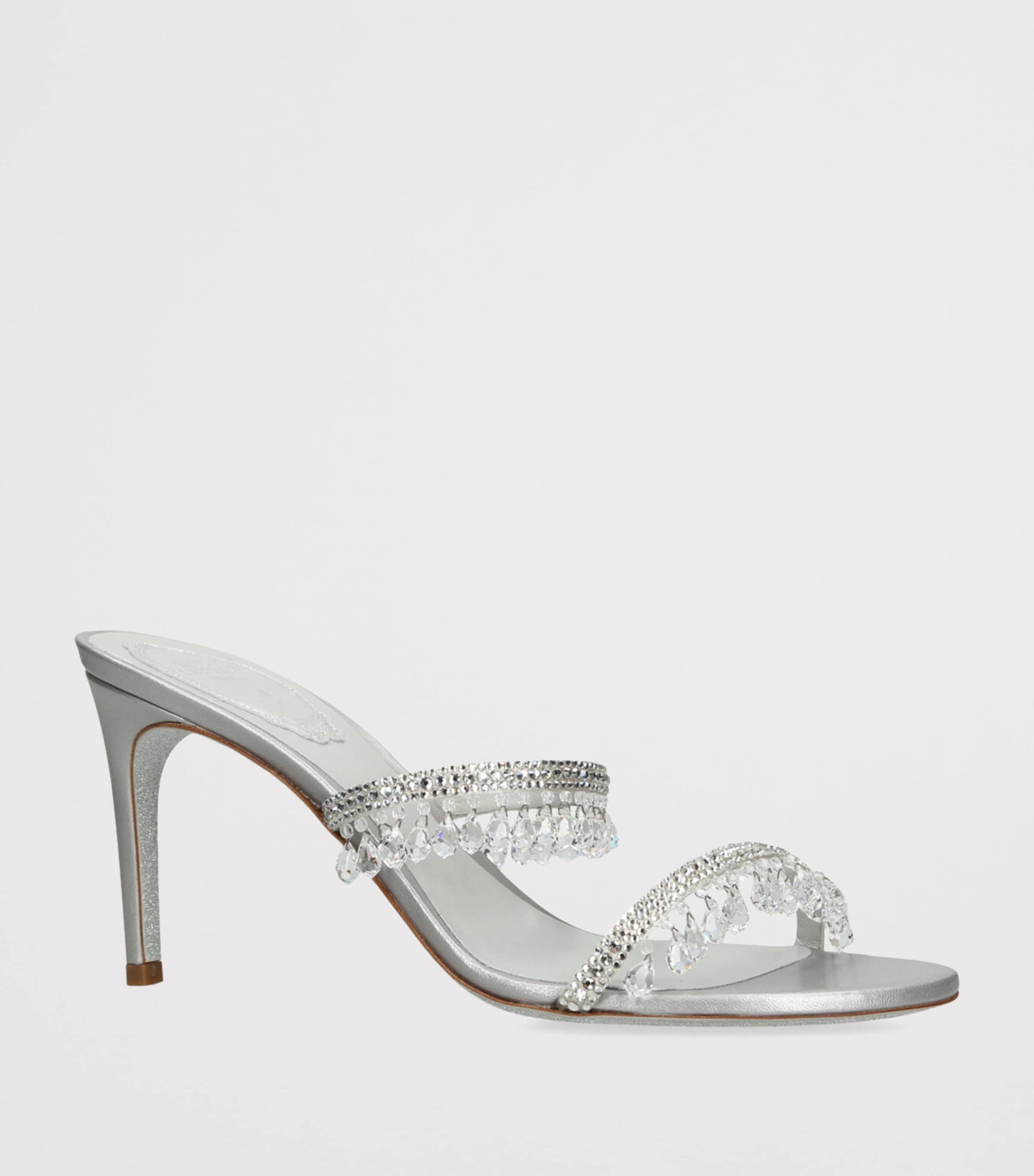 René Caovilla Grey Chandelier Heeled Mules 80