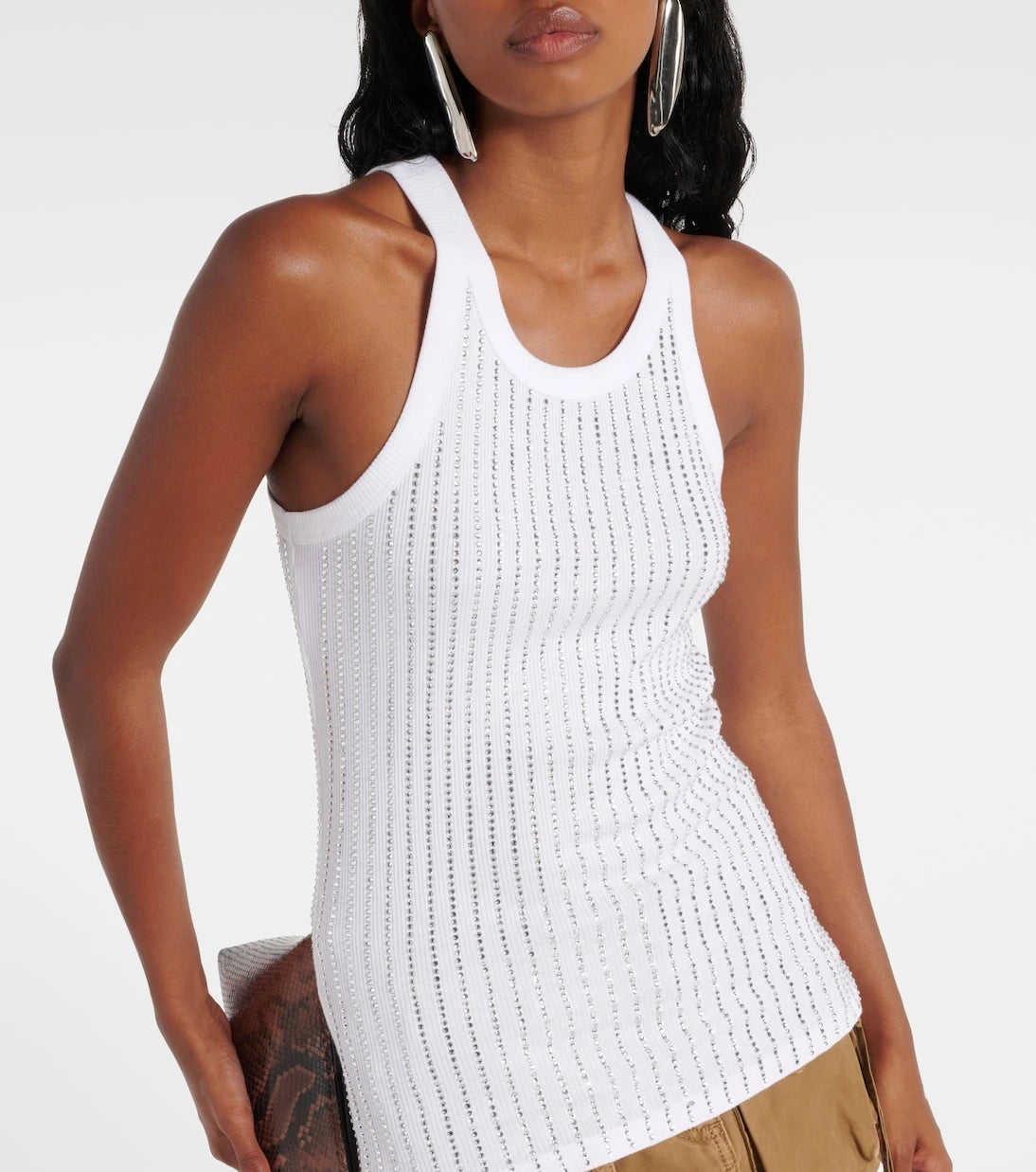 The Attico - Crystal-embellished cotton tank top