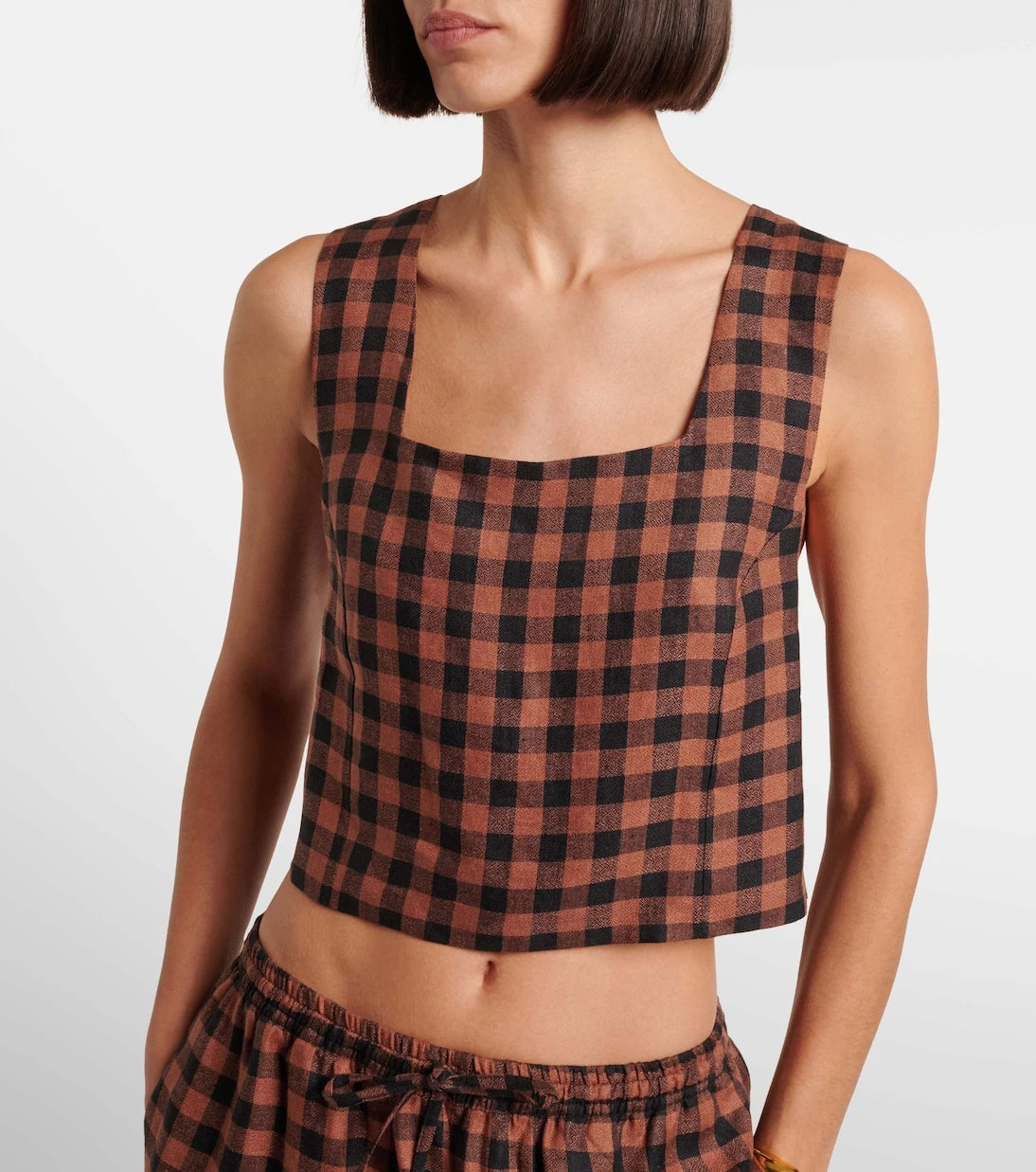 Asceno - Checked linen top