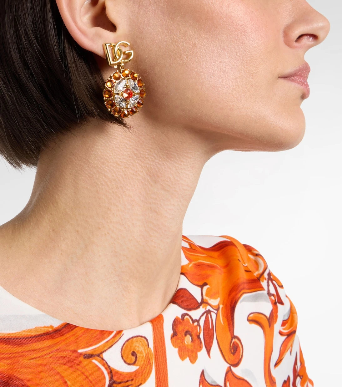 Dolce&Gabbana - DG embellished clip-on earrings