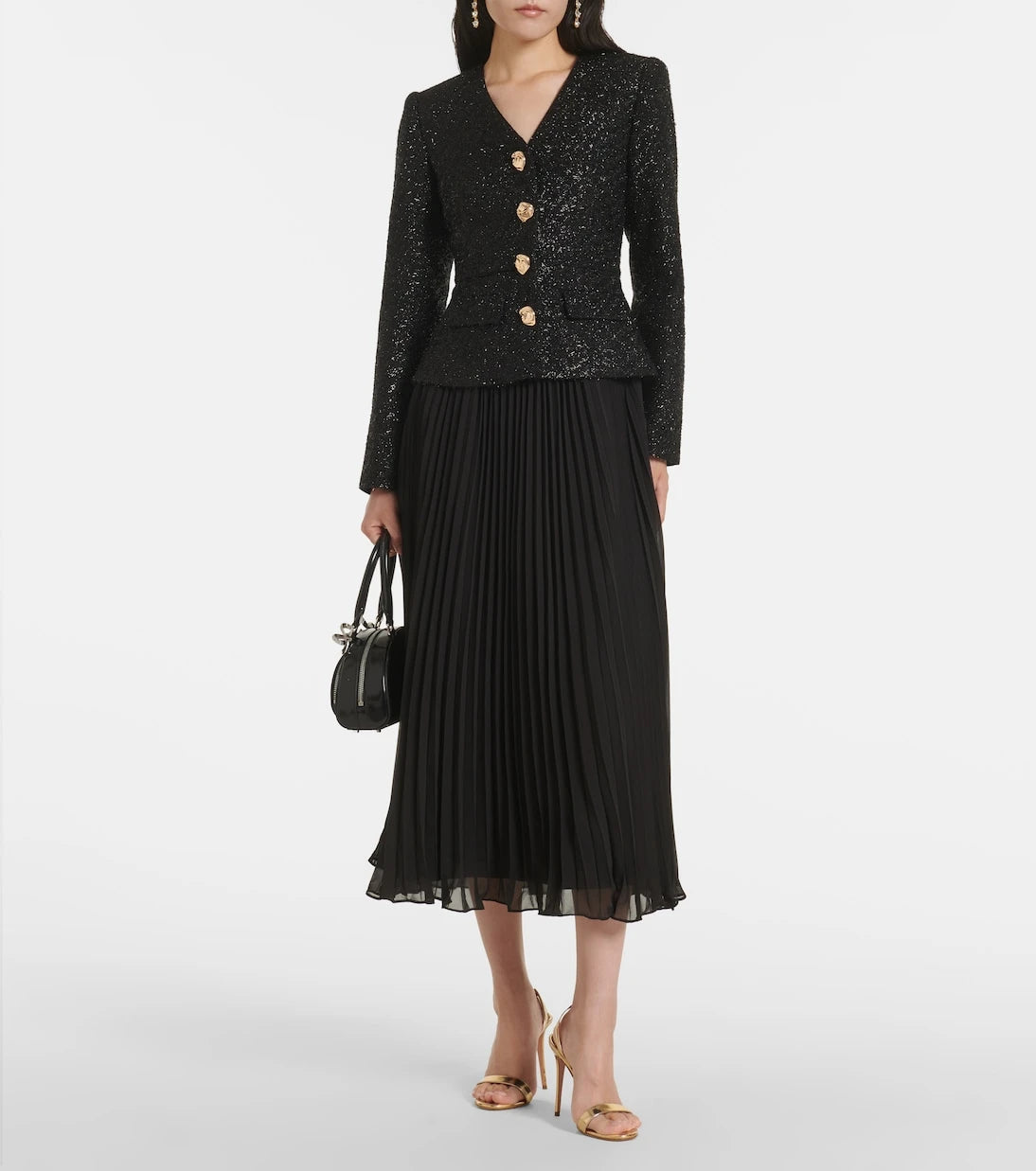 Self-Portrait - Bouclé chiffon midi dress