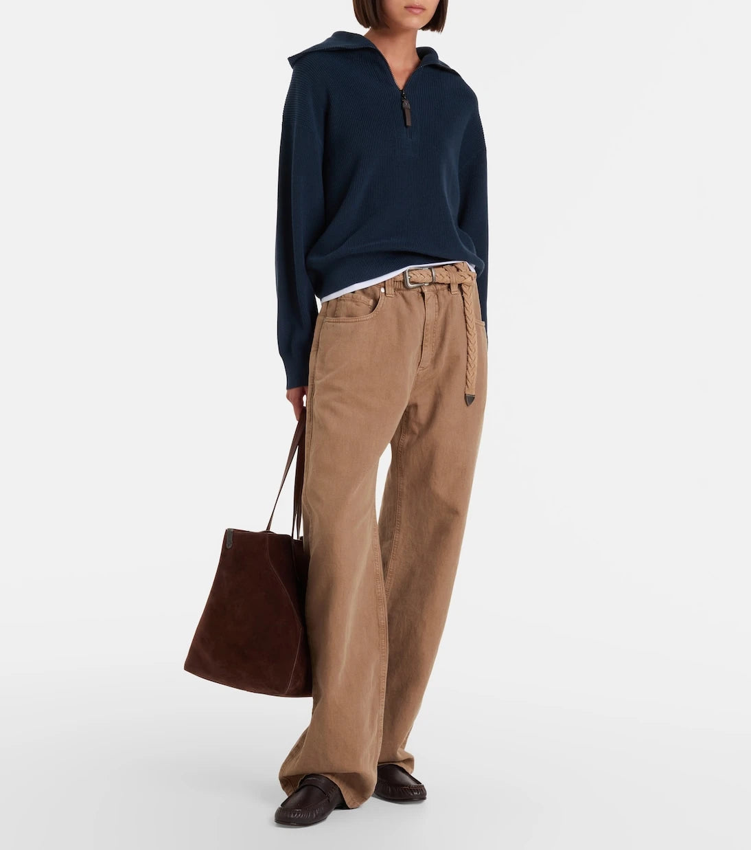 Brunello Cucinelli - Monili cotton half-zip sweater
