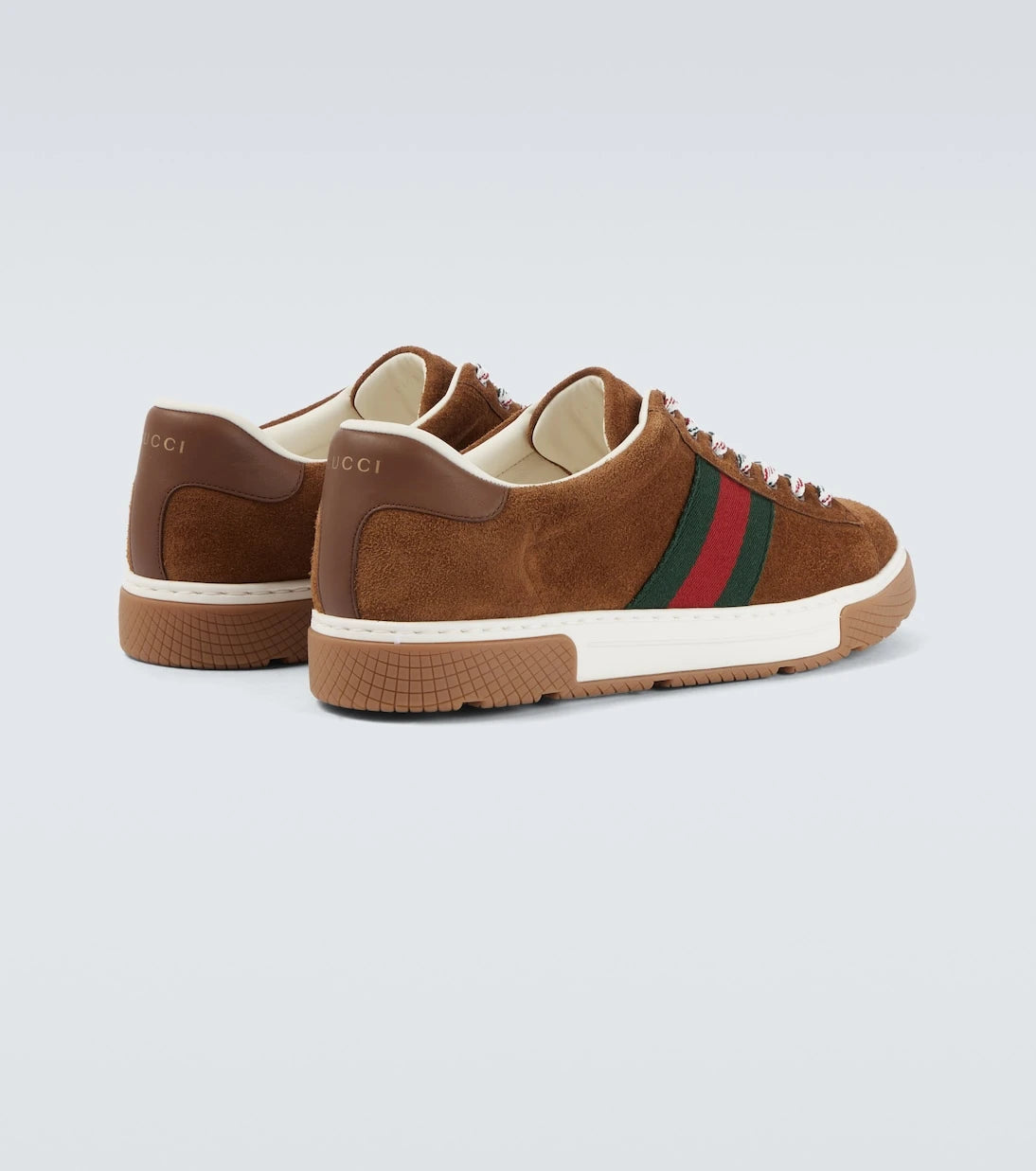 Gucci - Gucci Ace Web Stripe suede sneakers