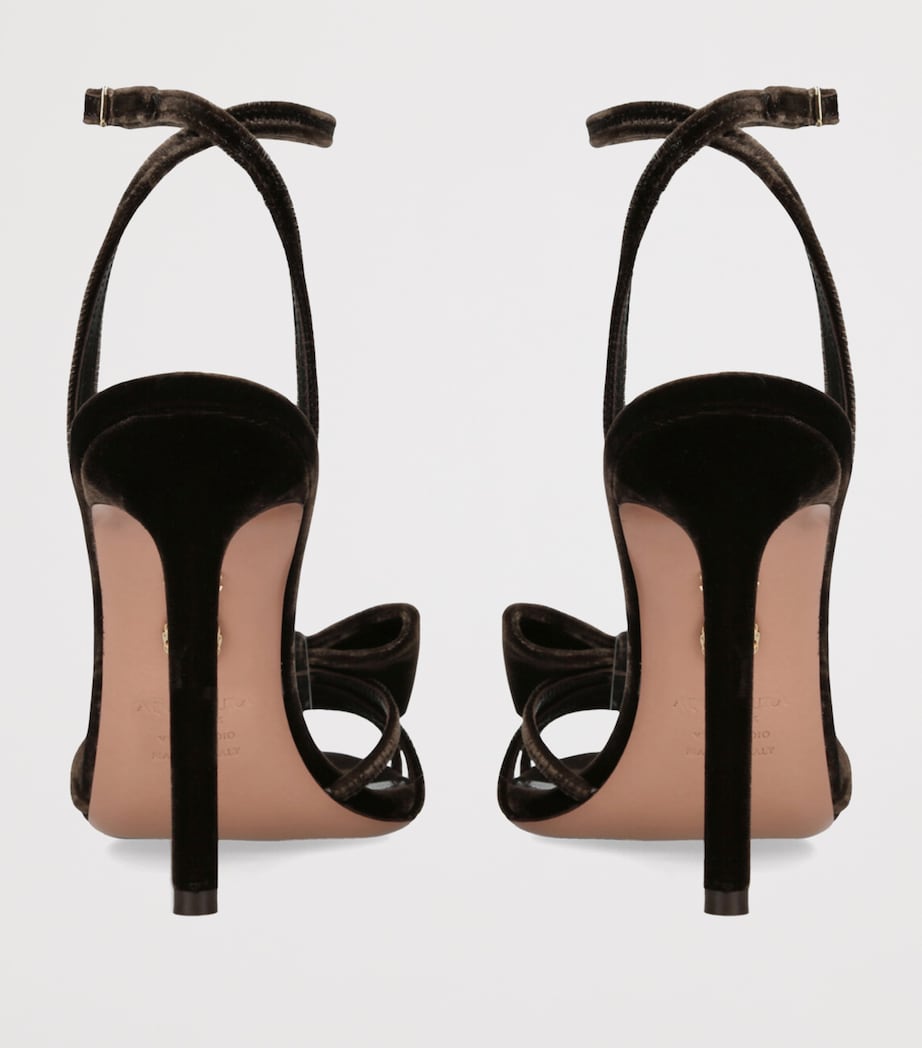 Brown Velvet Bow Tie Heeled Sandals 105