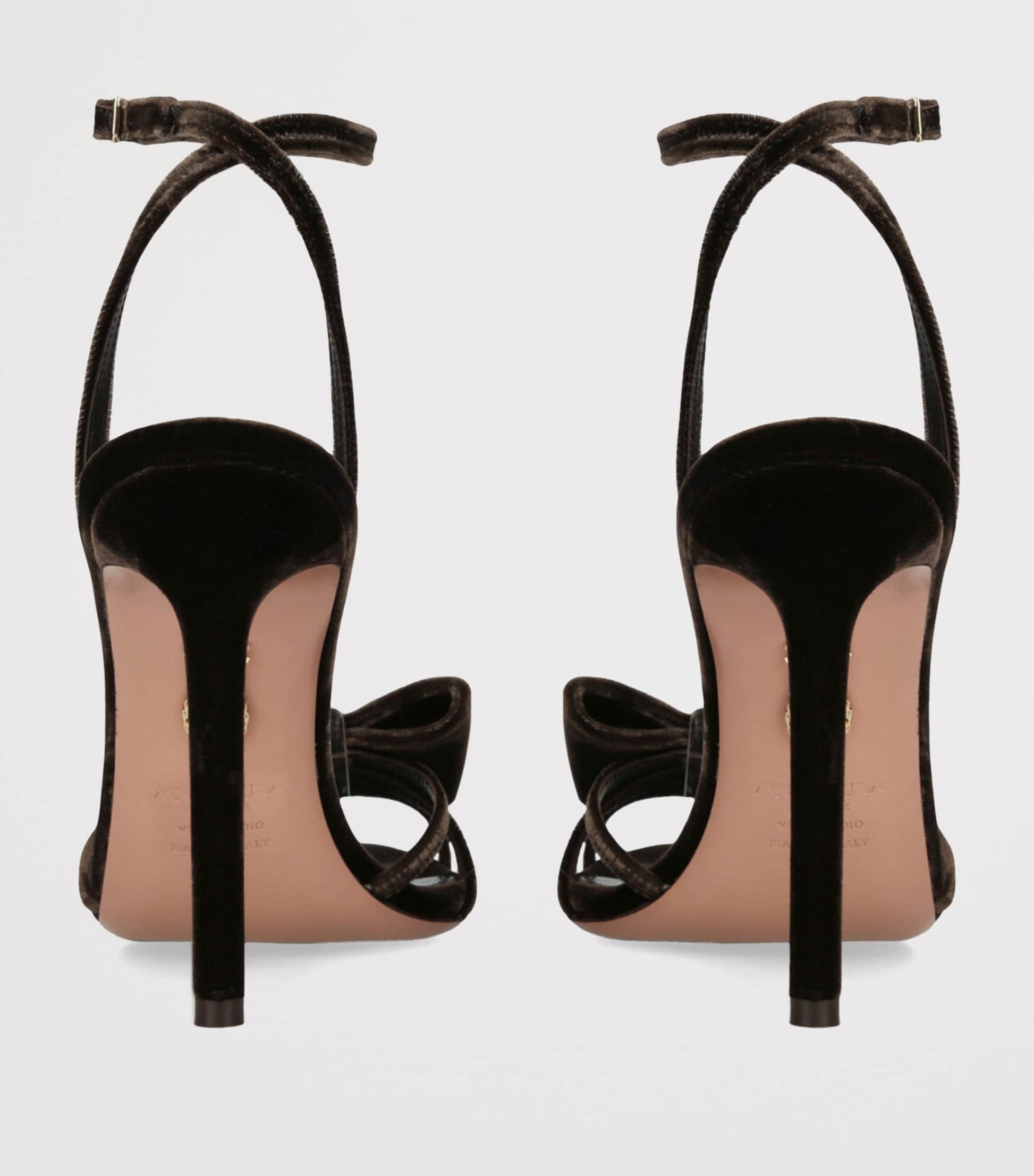 Brown Velvet Bow Tie Heeled Sandals 105