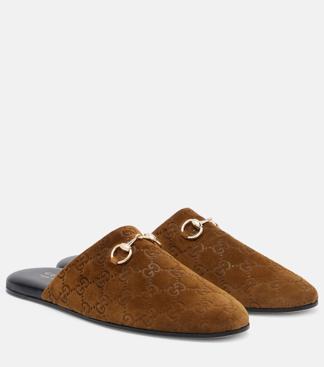 Gucci - Horsebit GG suede mules