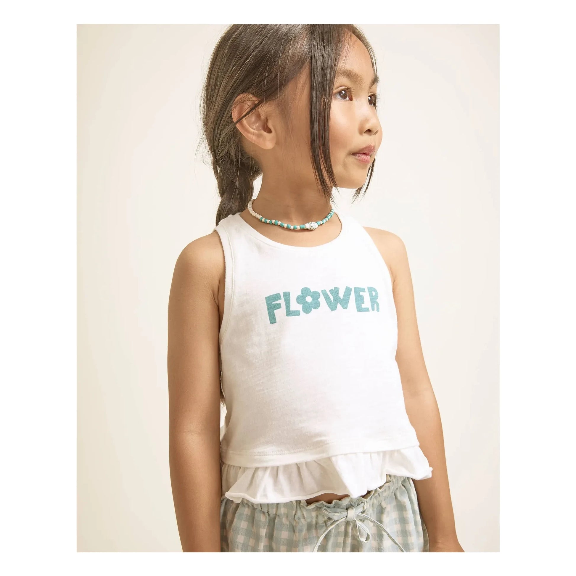 Búho - Flower Flounce Top Organic Cotton | White