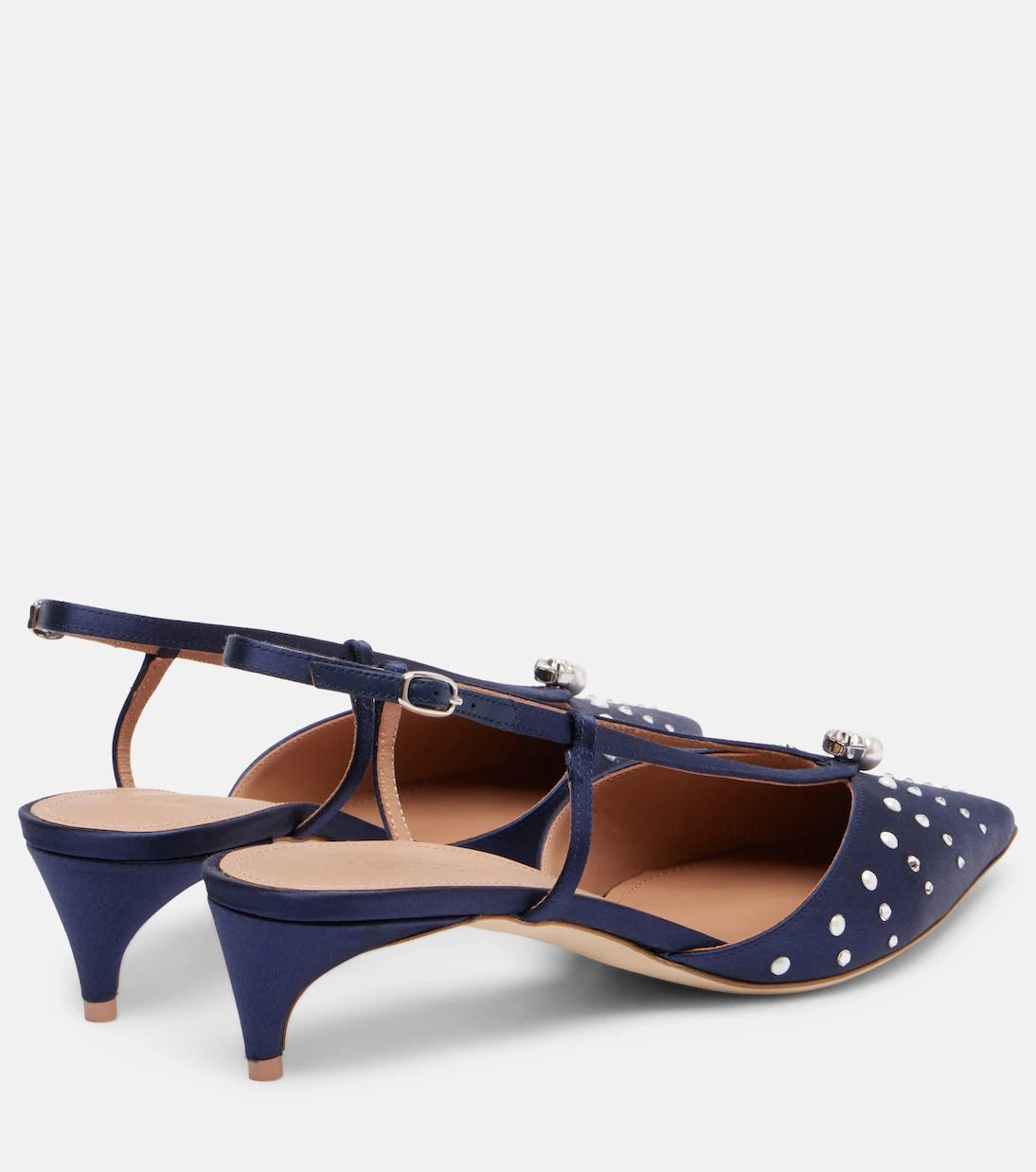 Malone Souliers - Moore 40 embellished satin slingback pumps