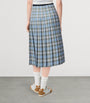 Blue Check Pleated Midi Skirt