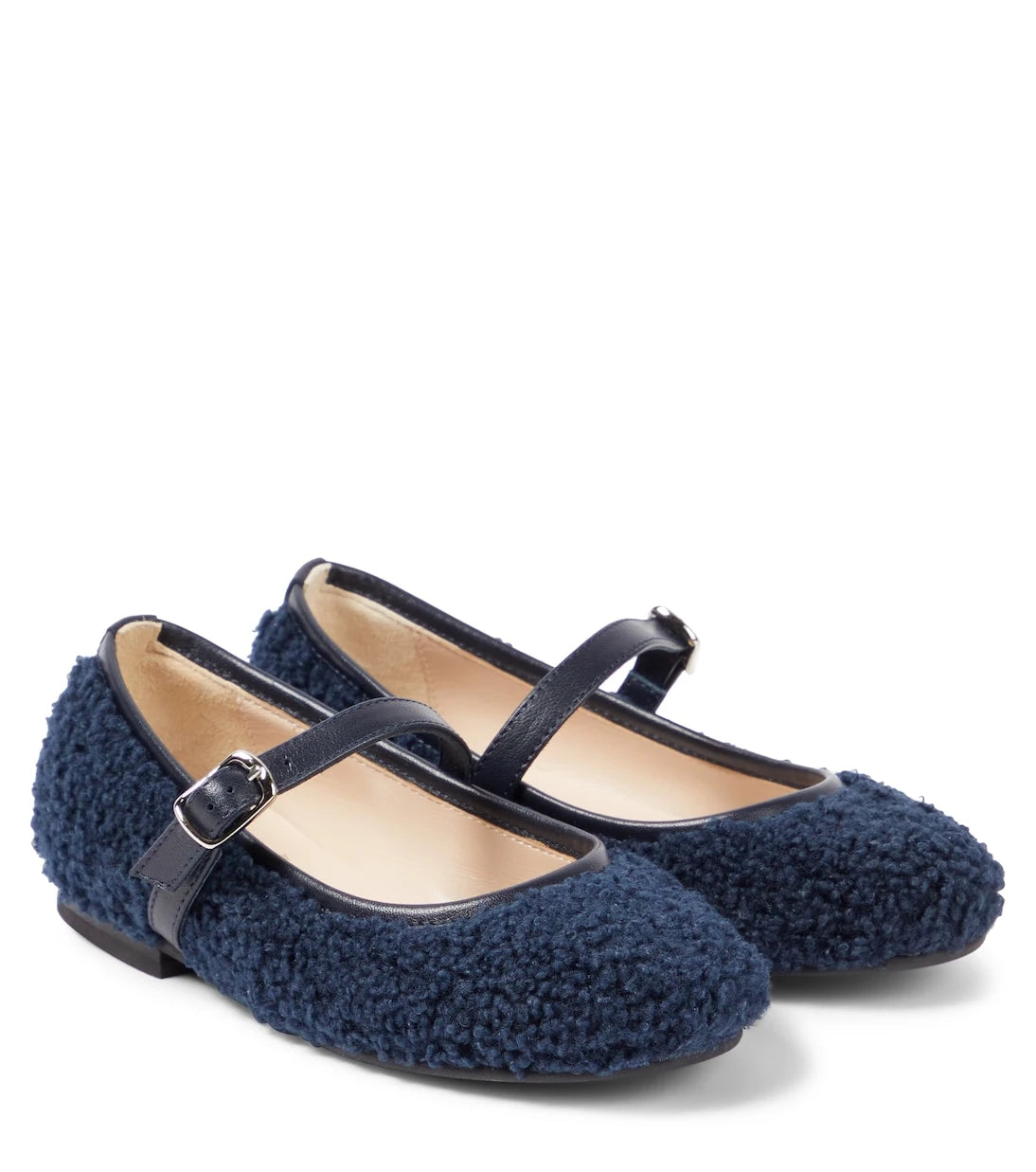 Il Gufo - Leather-trimmed faux shearling ballet flats