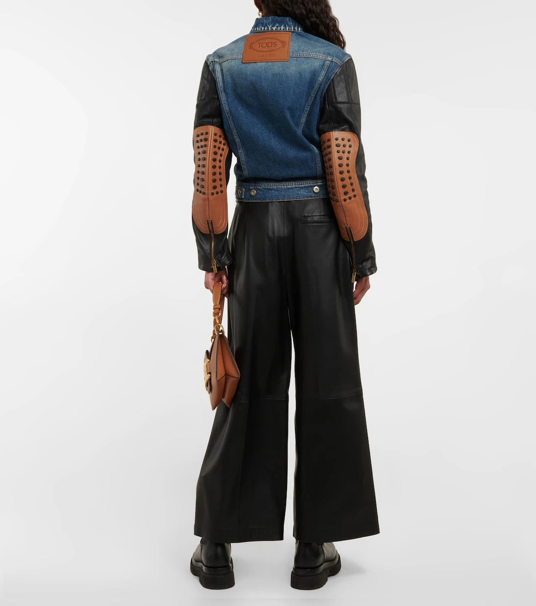 Tod's - Leather-paneled denim jacket