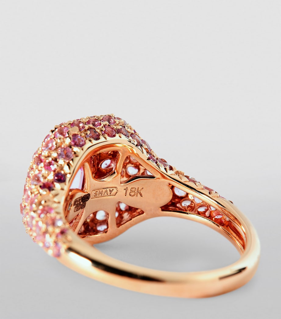Rose Gold and Pink Sapphire New Modern Pinky Ring